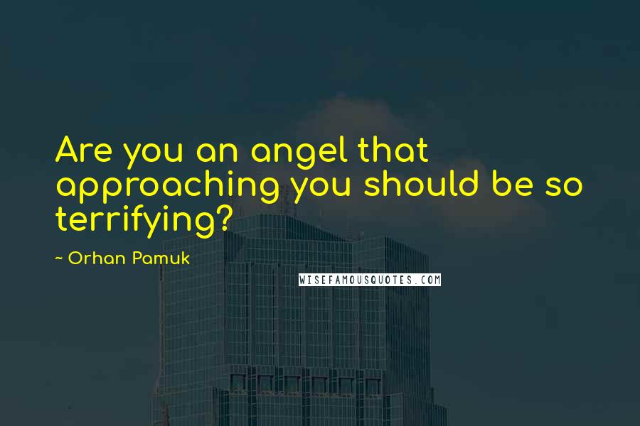 Orhan Pamuk Quotes: Are you an angel that approaching you should be so terrifying?