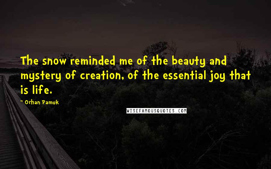 Orhan Pamuk Quotes: The snow reminded me of the beauty and mystery of creation, of the essential joy that is life.