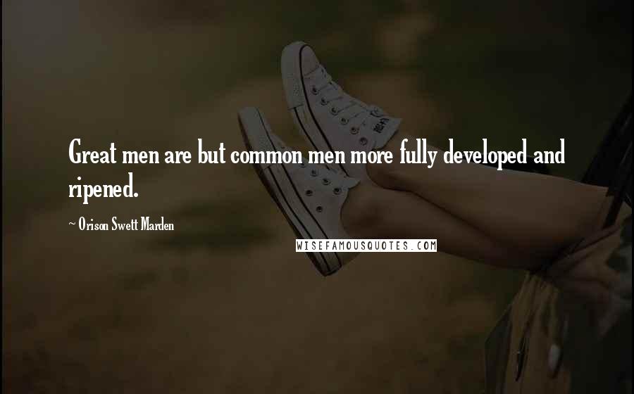 Orison Swett Marden Quotes: Great men are but common men more fully developed and ripened.