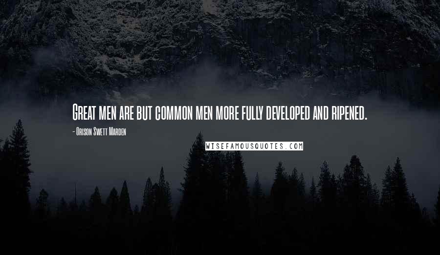 Orison Swett Marden Quotes: Great men are but common men more fully developed and ripened.