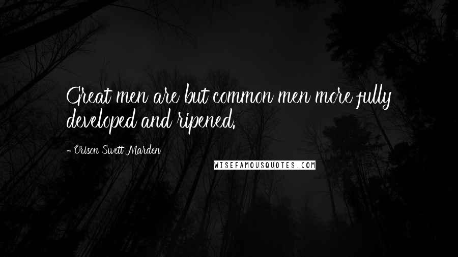 Orison Swett Marden Quotes: Great men are but common men more fully developed and ripened.