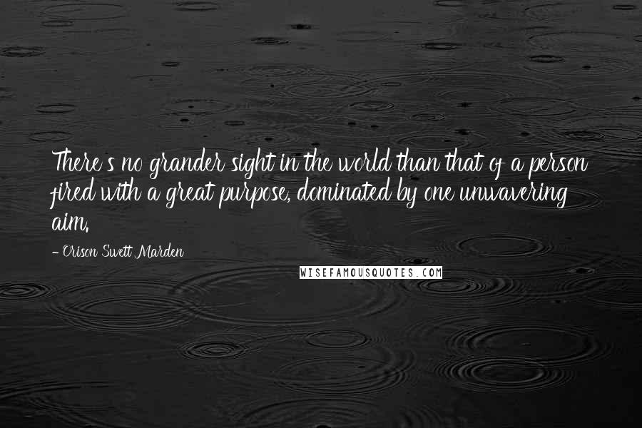 Orison Swett Marden Quotes: There's no grander sight in the world than that of a person fired with a great purpose, dominated by one unwavering aim.