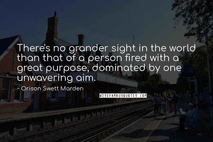 Orison Swett Marden Quotes: There's no grander sight in the world than that of a person fired with a great purpose, dominated by one unwavering aim.