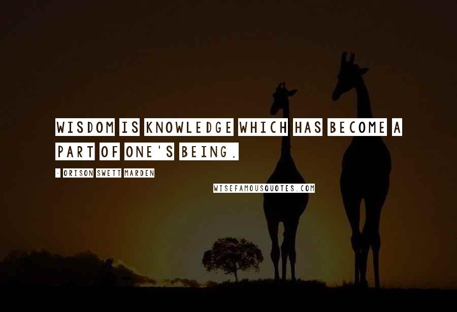 Orison Swett Marden Quotes: Wisdom is knowledge which has become a part of one's being.