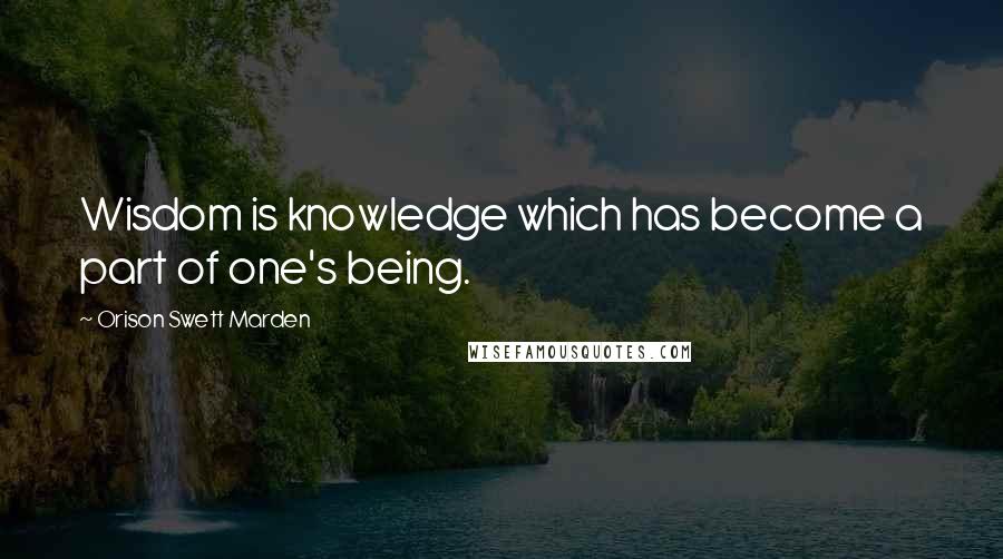 Orison Swett Marden Quotes: Wisdom is knowledge which has become a part of one's being.