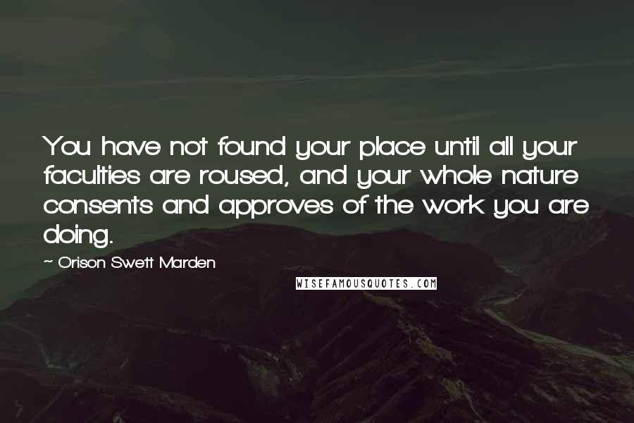 Orison Swett Marden Quotes: You have not found your place until all your faculties are roused, and your whole nature consents and approves of the work you are doing.