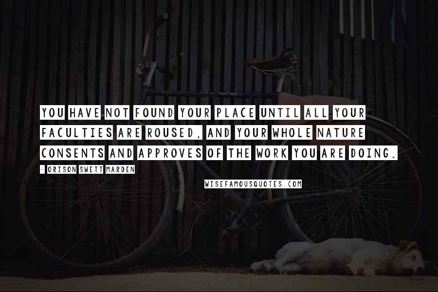 Orison Swett Marden Quotes: You have not found your place until all your faculties are roused, and your whole nature consents and approves of the work you are doing.