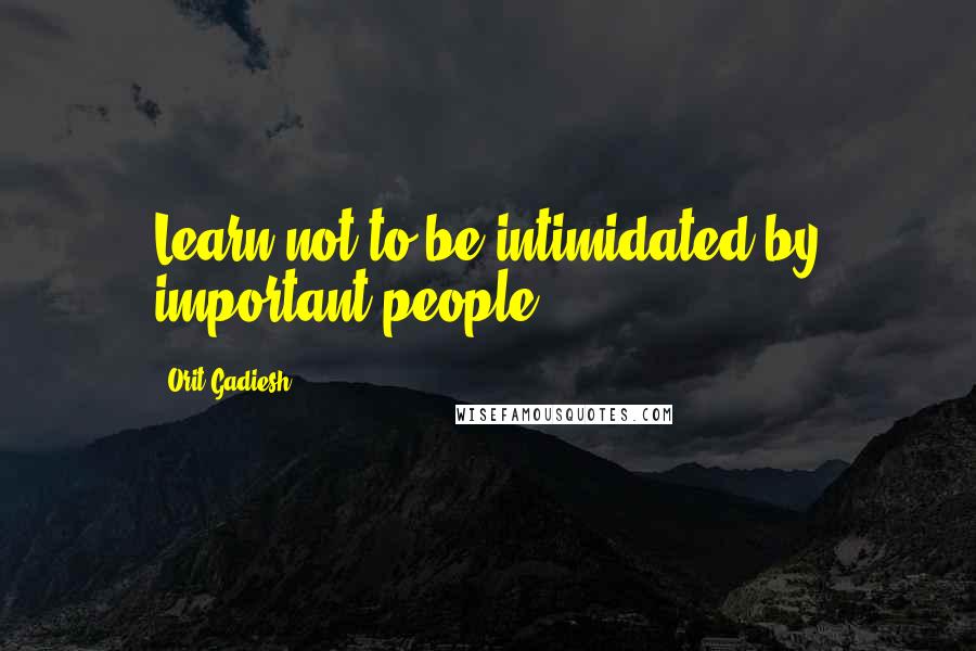 Orit Gadiesh Quotes: Learn not to be intimidated by important people.