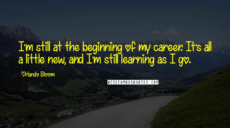 Orlando Bloom Quotes: I'm still at the beginning of my career. It's all a little new, and I'm still learning as I go.