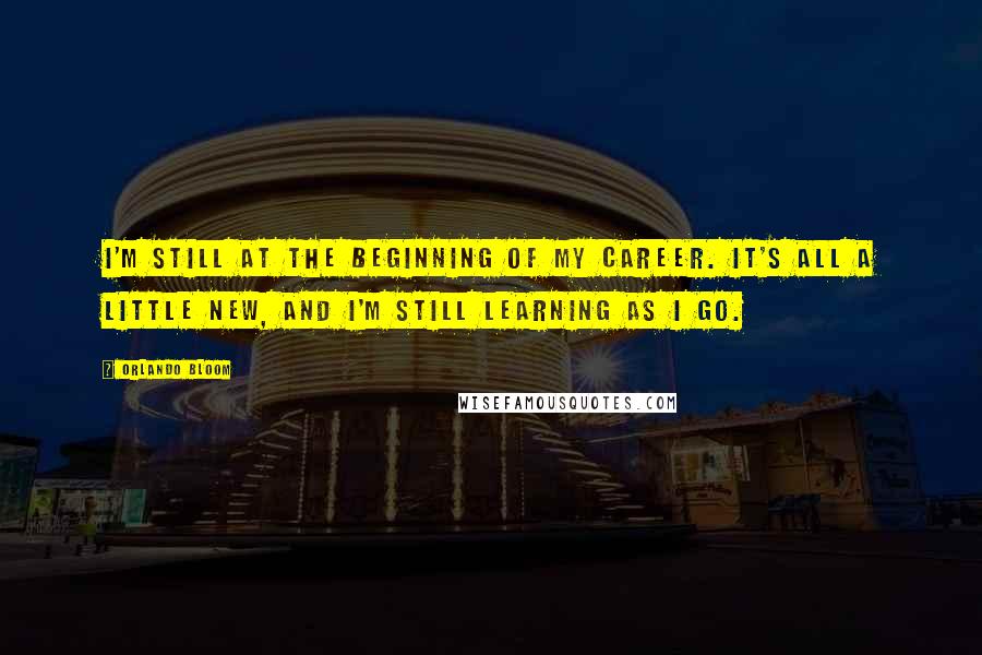 Orlando Bloom Quotes: I'm still at the beginning of my career. It's all a little new, and I'm still learning as I go.