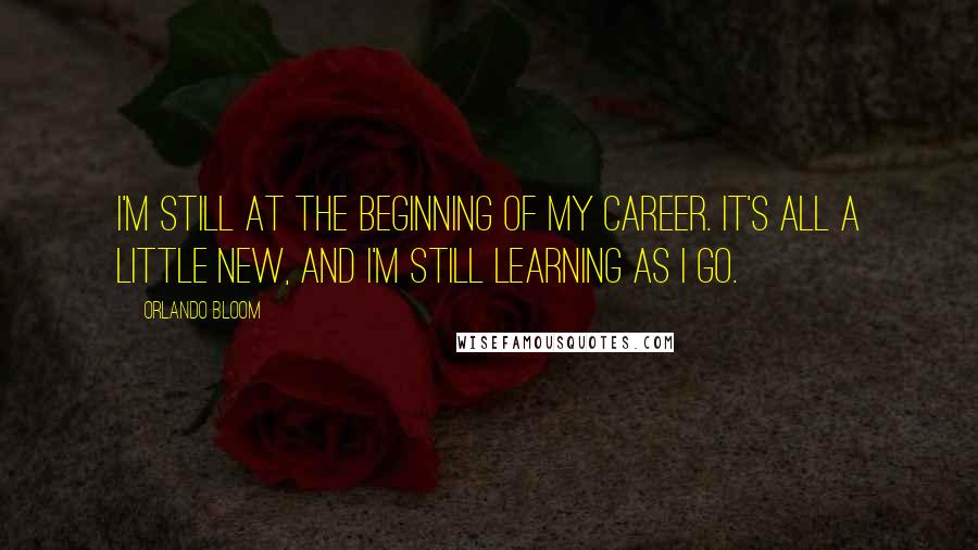 Orlando Bloom Quotes: I'm still at the beginning of my career. It's all a little new, and I'm still learning as I go.