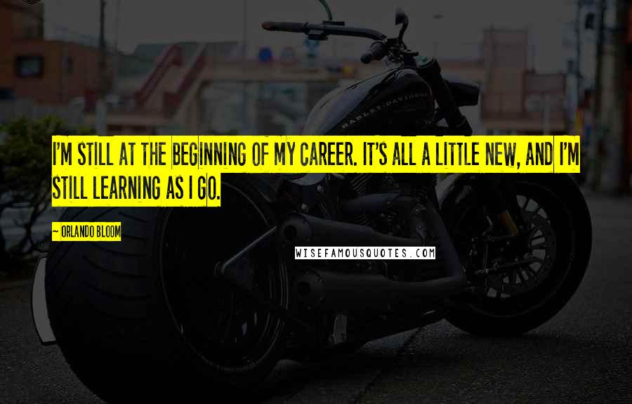 Orlando Bloom Quotes: I'm still at the beginning of my career. It's all a little new, and I'm still learning as I go.