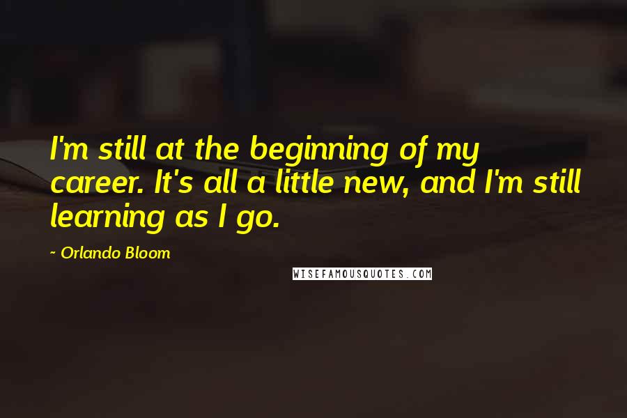 Orlando Bloom Quotes: I'm still at the beginning of my career. It's all a little new, and I'm still learning as I go.