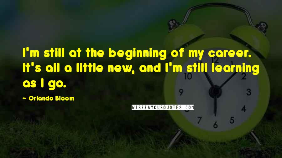Orlando Bloom Quotes: I'm still at the beginning of my career. It's all a little new, and I'm still learning as I go.