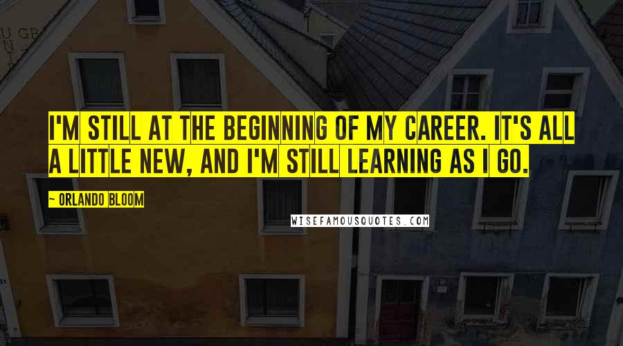 Orlando Bloom Quotes: I'm still at the beginning of my career. It's all a little new, and I'm still learning as I go.
