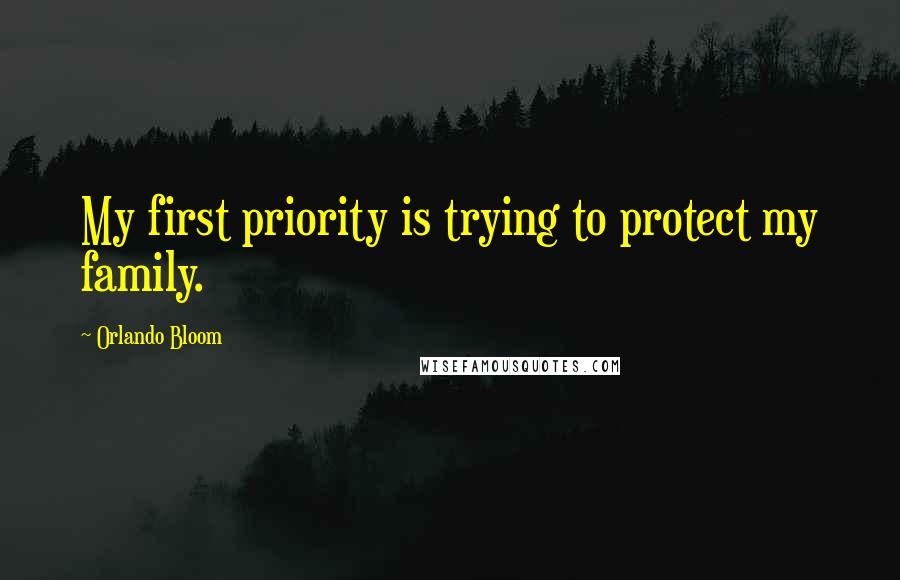 Orlando Bloom Quotes: My first priority is trying to protect my family.