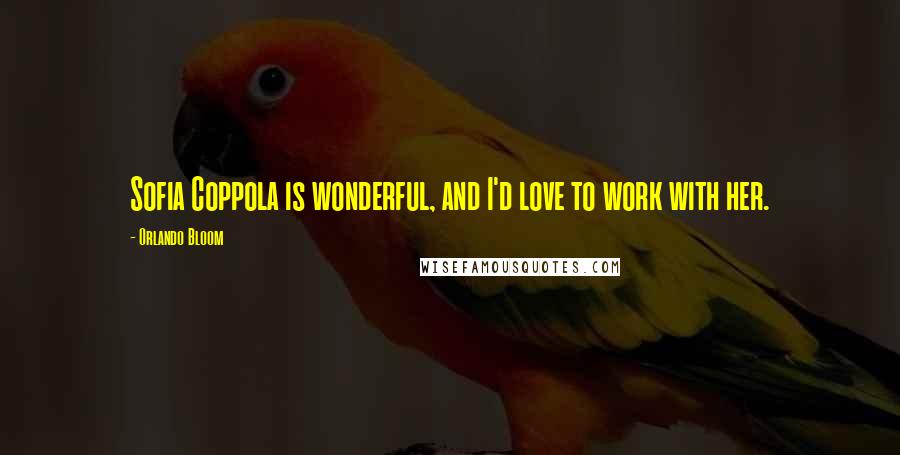Orlando Bloom Quotes: Sofia Coppola is wonderful, and I'd love to work with her.