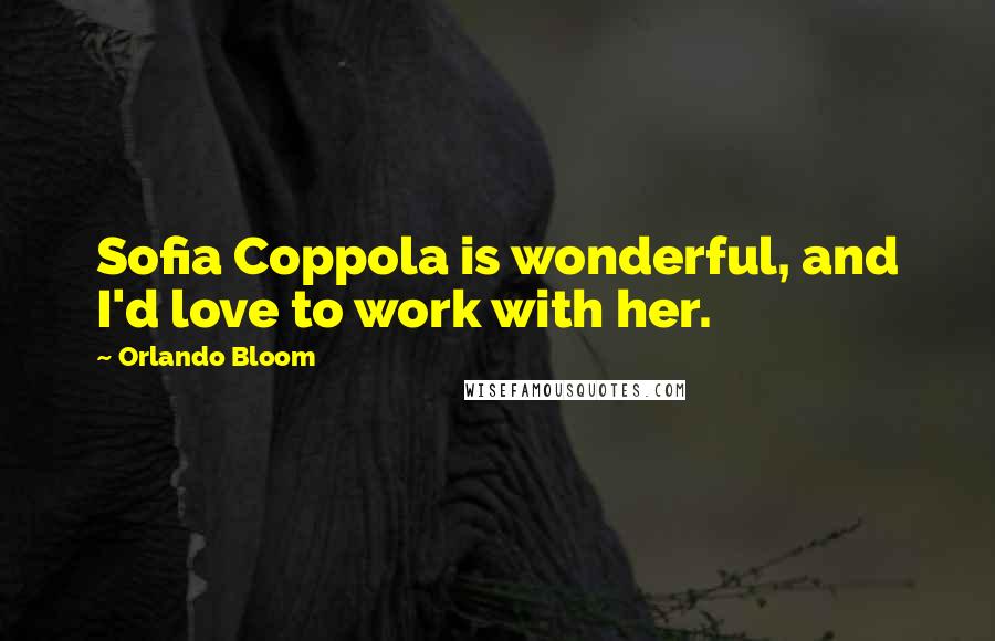 Orlando Bloom Quotes: Sofia Coppola is wonderful, and I'd love to work with her.