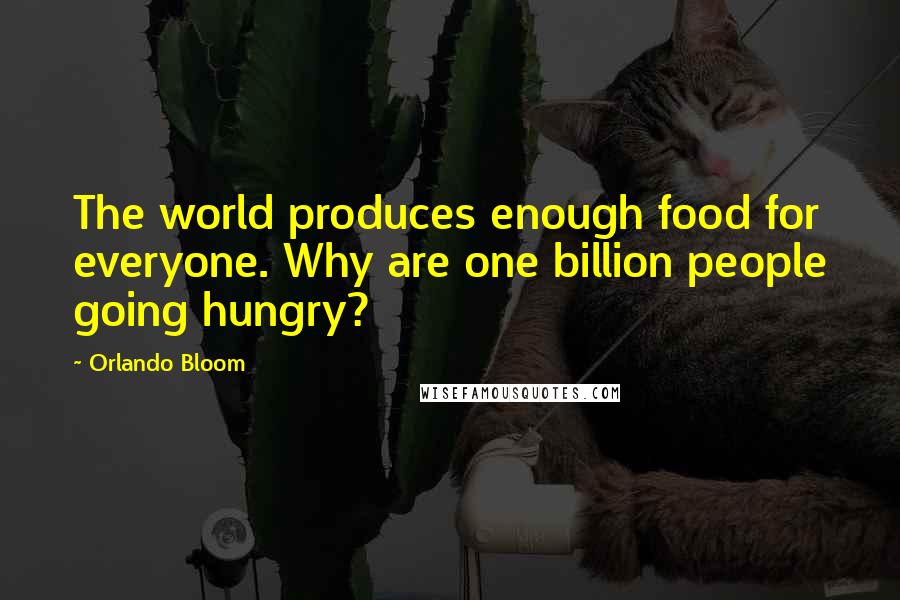 Orlando Bloom Quotes: The world produces enough food for everyone. Why are one billion people going hungry?