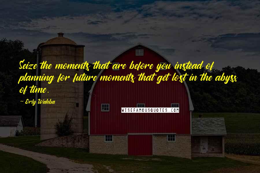 Orly Wahba Quotes: Seize the moments that are before you instead of planning for future moments that get lost in the abyss of time.