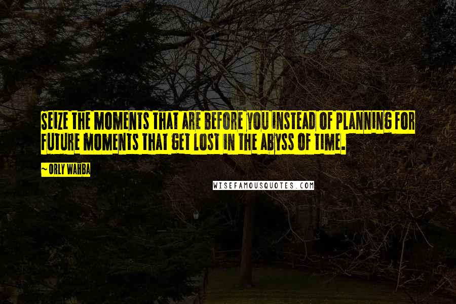 Orly Wahba Quotes: Seize the moments that are before you instead of planning for future moments that get lost in the abyss of time.