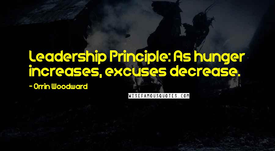 Orrin Woodward Quotes: Leadership Principle: As hunger increases, excuses decrease.