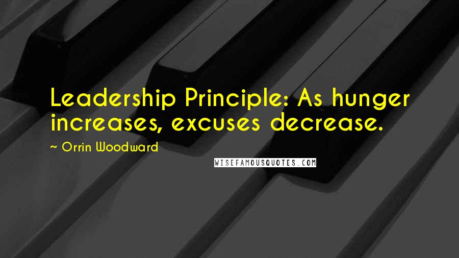 Orrin Woodward Quotes: Leadership Principle: As hunger increases, excuses decrease.