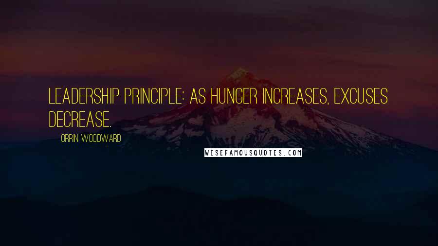 Orrin Woodward Quotes: Leadership Principle: As hunger increases, excuses decrease.