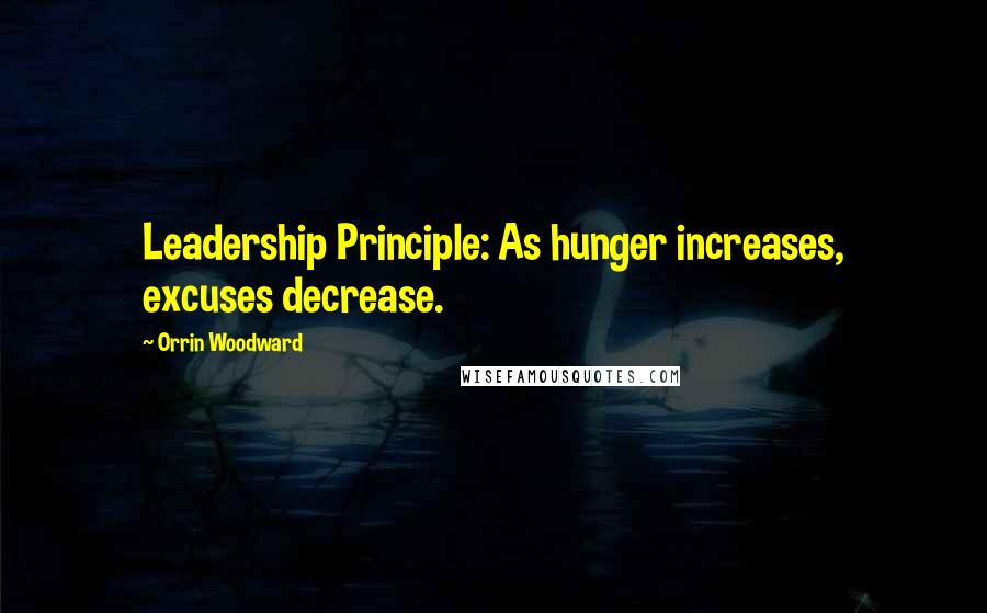 Orrin Woodward Quotes: Leadership Principle: As hunger increases, excuses decrease.