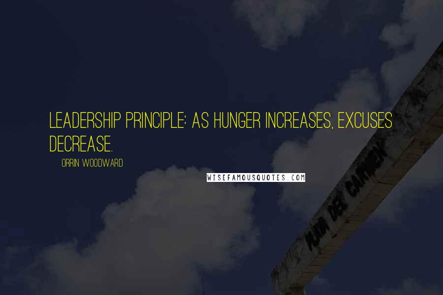 Orrin Woodward Quotes: Leadership Principle: As hunger increases, excuses decrease.
