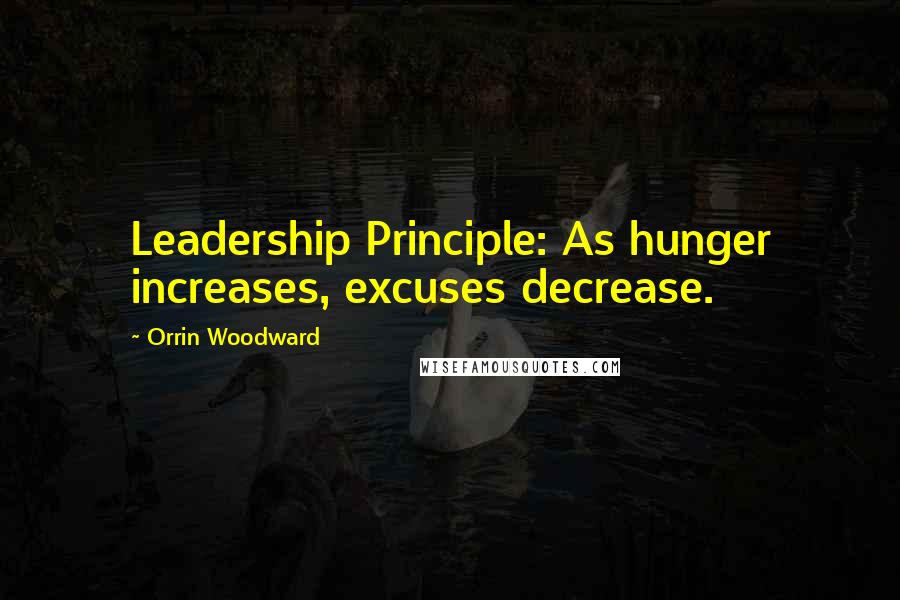 Orrin Woodward Quotes: Leadership Principle: As hunger increases, excuses decrease.