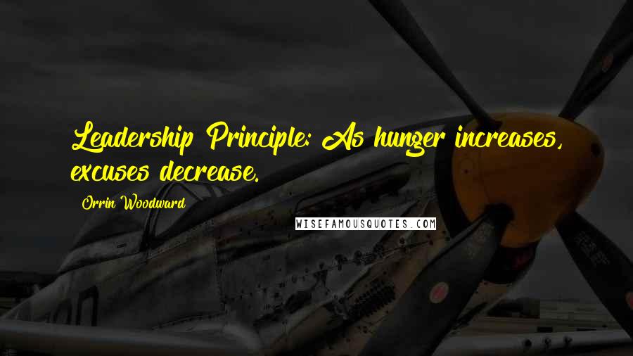 Orrin Woodward Quotes: Leadership Principle: As hunger increases, excuses decrease.