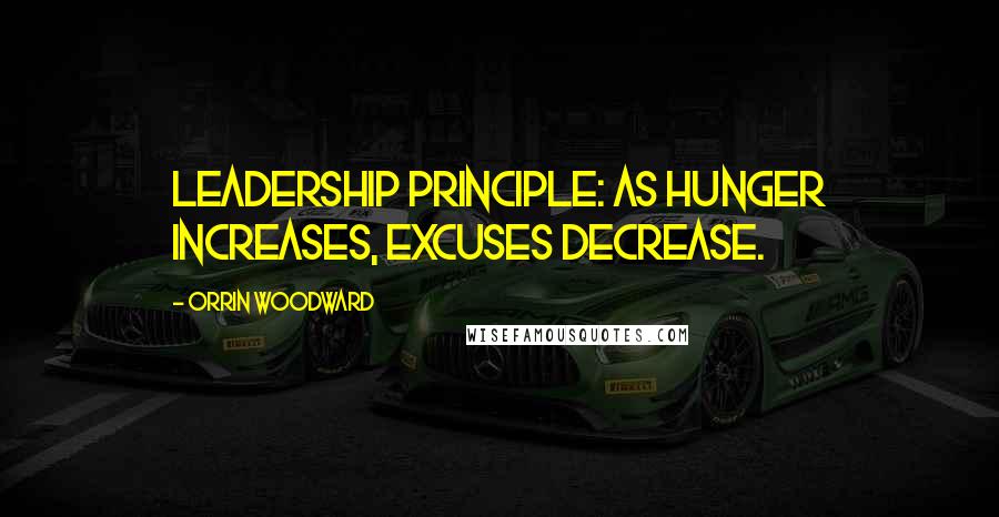 Orrin Woodward Quotes: Leadership Principle: As hunger increases, excuses decrease.