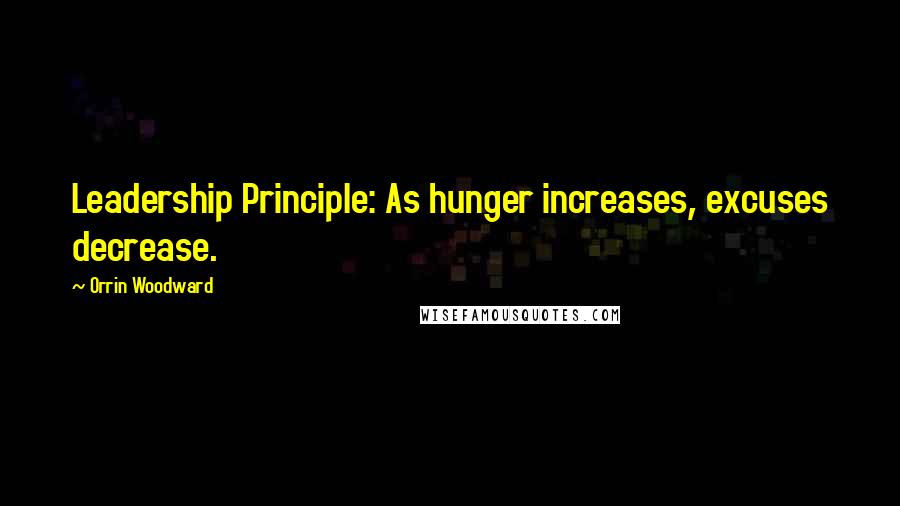 Orrin Woodward Quotes: Leadership Principle: As hunger increases, excuses decrease.