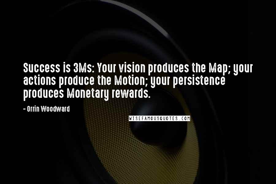Orrin Woodward Quotes: Success is 3Ms: Your vision produces the Map; your actions produce the Motion; your persistence produces Monetary rewards.