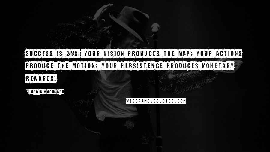 Orrin Woodward Quotes: Success is 3Ms: Your vision produces the Map; your actions produce the Motion; your persistence produces Monetary rewards.