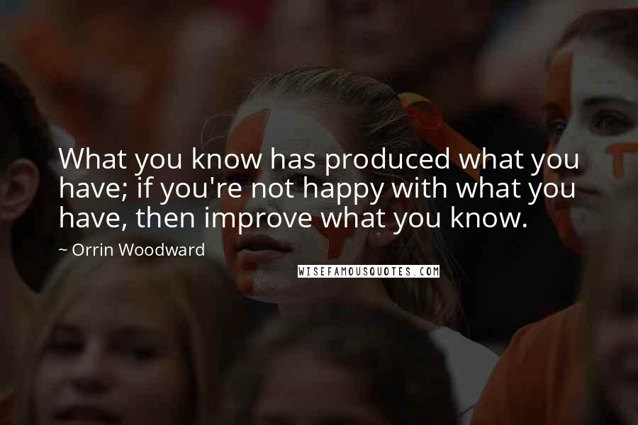 Orrin Woodward Quotes: What you know has produced what you have; if you're not happy with what you have, then improve what you know.