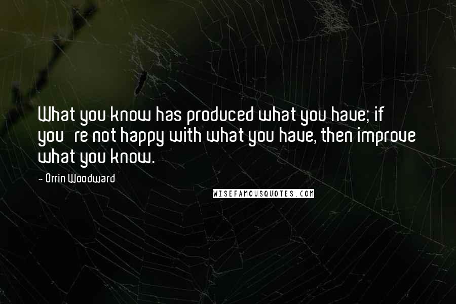 Orrin Woodward Quotes: What you know has produced what you have; if you're not happy with what you have, then improve what you know.