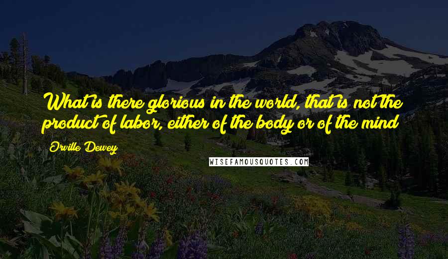 Orville Dewey Quotes: What is there glorious in the world, that is not the product of labor, either of the body or of the mind?