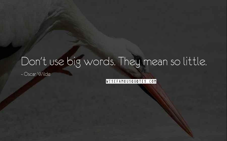 Oscar Wilde Quotes: Don't use big words. They mean so little.