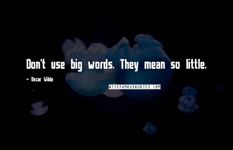 Oscar Wilde Quotes: Don't use big words. They mean so little.