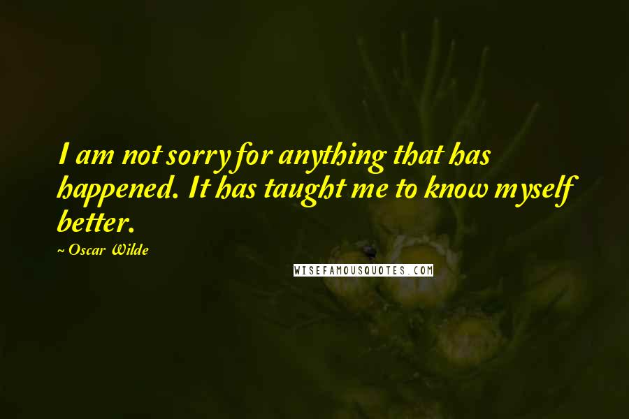 Oscar Wilde Quotes: I am not sorry for anything that has happened. It has taught me to know myself better.