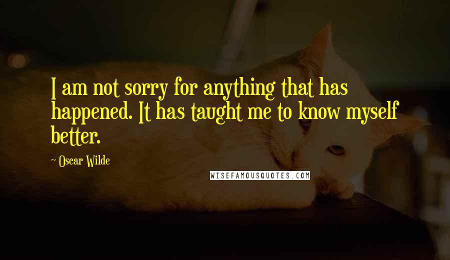 Oscar Wilde Quotes: I am not sorry for anything that has happened. It has taught me to know myself better.