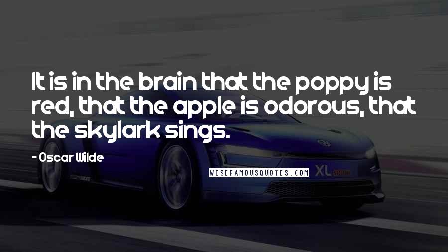 Oscar Wilde Quotes: It is in the brain that the poppy is red, that the apple is odorous, that the skylark sings.