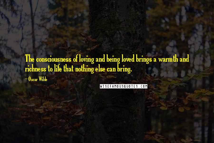 Oscar Wilde Quotes: The consciousness of loving and being loved brings a warmth and richness to life that nothing else can bring.