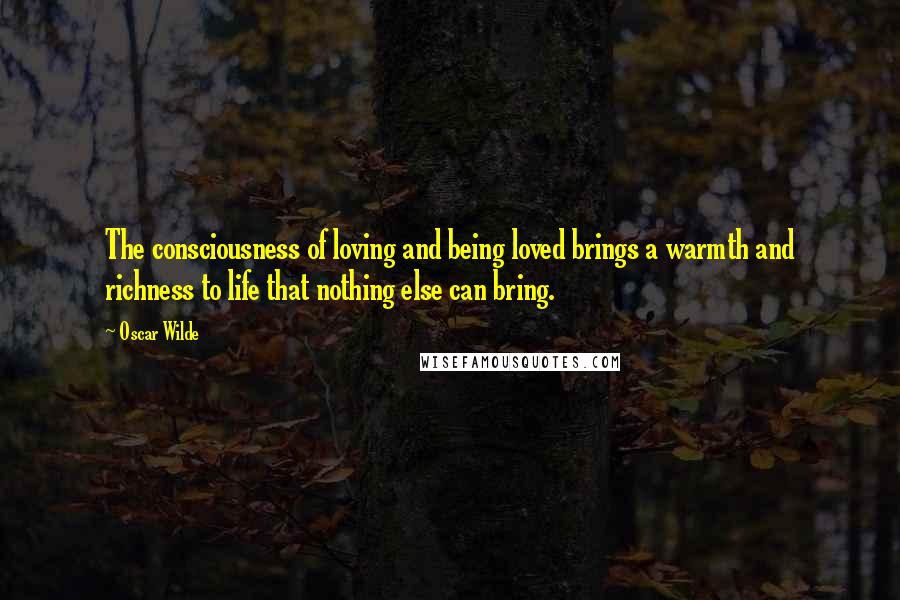 Oscar Wilde Quotes: The consciousness of loving and being loved brings a warmth and richness to life that nothing else can bring.