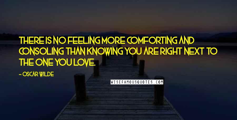 Oscar Wilde Quotes: There is no feeling more comforting and consoling than knowing you are right next to the one you love.