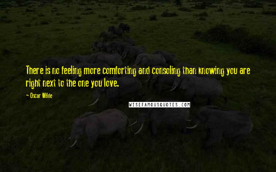 Oscar Wilde Quotes: There is no feeling more comforting and consoling than knowing you are right next to the one you love.