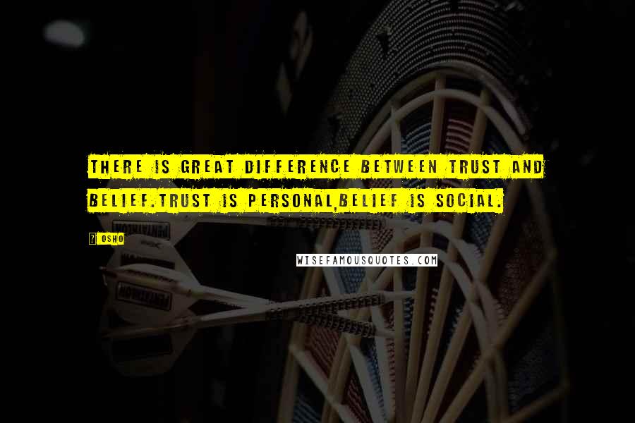 Osho Quotes: There is great difference between trust and belief.Trust is personal,Belief is social.