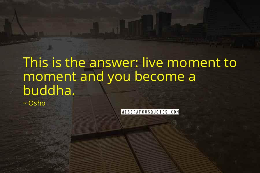 Osho Quotes: This is the answer: live moment to moment and you become a buddha.